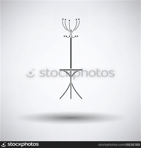 Office coat stand icon on gray background, round shadow. Vector illustration.