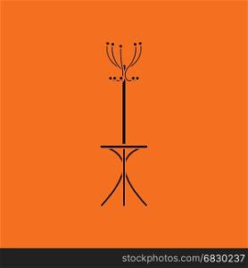 Office coat stand icon. Orange background with black. Vector illustration.