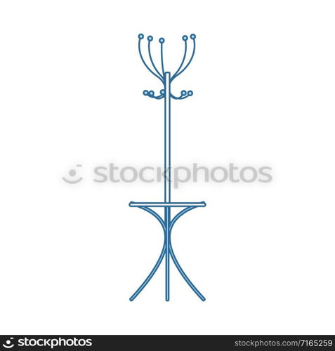 Office Coat Stand Icon. Thin Line With Blue Fill Design. Vector Illustration.