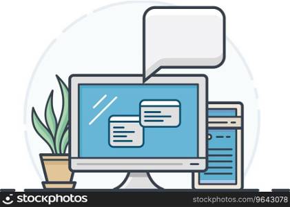 Office computer icon Royalty Free Vector Image