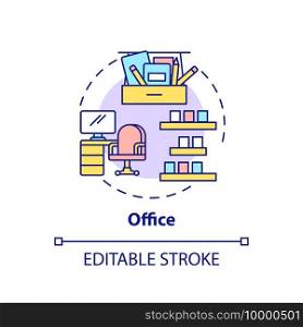 Office concept icon. Cleaning agency idea thin line illustration. Regularly scheduled tidying. Keeping room clean and tidy. Vector isolated outline RGB color drawing. Editable stroke. Office concept icon