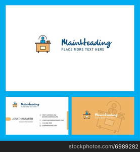 Office desk Logo design with Tagline & Front and Back Busienss Card Template. Vector Creative Design