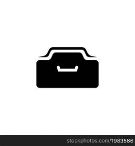 Office Drawer. Flat Vector Icon illustration. Simple black symbol on white background. Office Drawer sign design template for web and mobile UI element. Office Drawer Flat Vector Icon