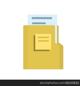 Office element. Paper file. Data and information storage. Cartoon flat illustration. Vector Yellow folder with documents.