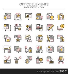 Office Elements , Thin Line and Pixel Perfect Icons
