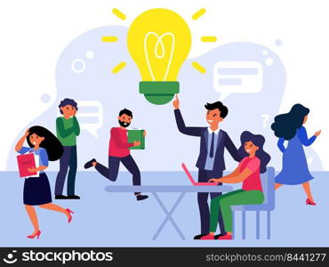 Office employees in hurry. Crowd of workers running in panic, manager having idea flat vector illustration. Time management and deadline concept for banner, website design or landing web page