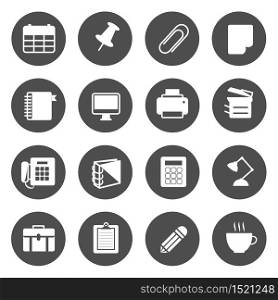Office Equipment Circle Icons Vector