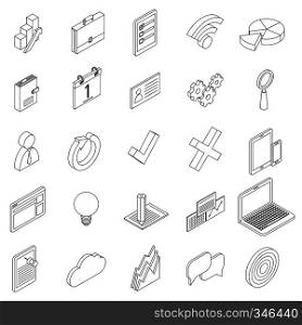 Office equipment icons set in isometric 3d style on a white background. Office equipment icons set, isometric 3d style