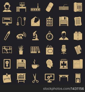 Office equipment icons set. Simple set of 36 office equipment vector icons for web for any design. Office equipment icons set, simple style