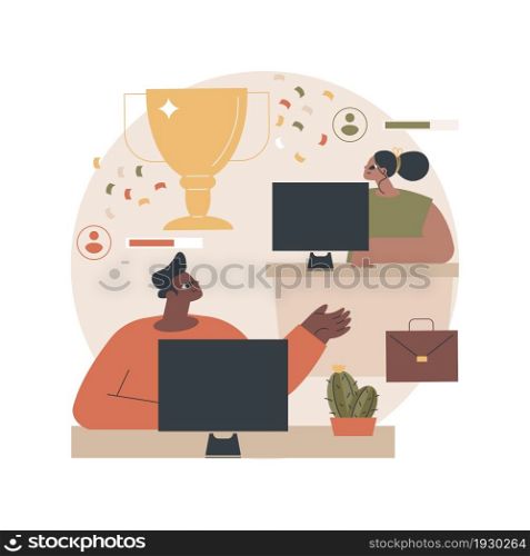 Office esport competition abstract concept vector illustration. Video game tournament, office fun, team competition, best player, battle arena, internet live streaming abstract metaphor.. Office esport competition abstract concept vector illustration.