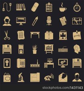 Office facilities icons set. Simple set of 36 office facilities vector icons for web for any design. Office facilities icons set, simple style
