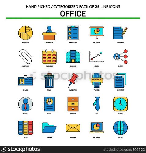 Office Flat Line Icon Set - Business Concept Icons Design