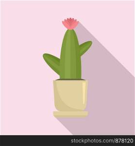 Office flower cactus icon. Flat illustration of office flower cactus vector icon for web design. Office flower cactus icon, flat style