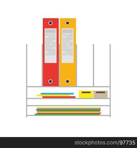 Office folder desk paper file vector icon document organizer binder. Isolated business illustration storage files flat