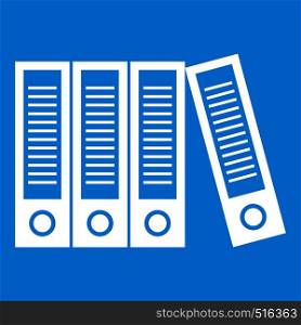 Office folders icon white isolated on blue background vector illustration. Office folders icon white