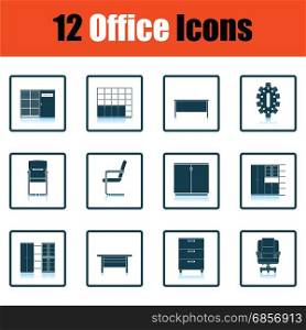 Office furniture icon set. Office furniture icon set. Shadow reflection design. Vector illustration.