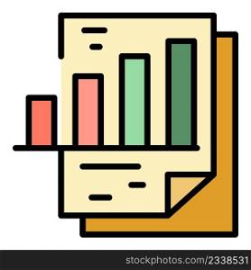 Office graph report icon. Outline office graph report vector icon color flat isolated. Office graph report icon color outline vector