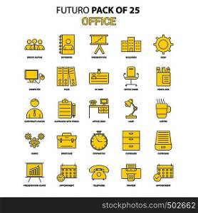 Office Icon Set. Yellow Futuro Latest Design icon Pack