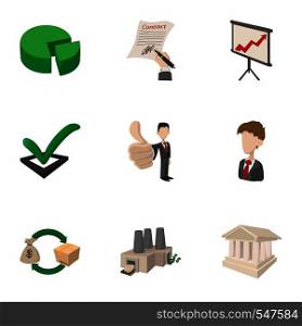 Office icons set. Cartoon illustration of 9 office vector icons for web. Office icons set, cartoon style