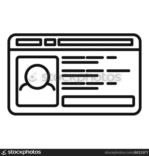 Office id card icon outline vector. Photo badge. Pass template. Office id card icon outline vector. Photo badge