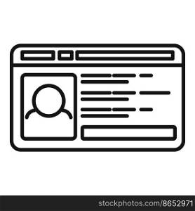 Office id card icon outline vector. Photo badge. Pass template. Office id card icon outline vector. Photo badge