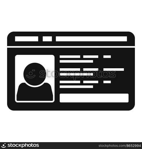 Office id card icon simple vector. Photo badge. Pass template. Office id card icon simple vector. Photo badge