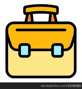 Office laptop bag icon. Outline office laptop bag vector icon color flat isolated. Office laptop bag icon color outline vector