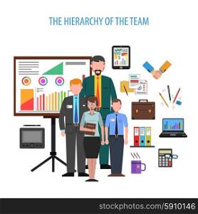 Office life concept with flat business hierarchy icons set vector illustration. Office Concept Flat