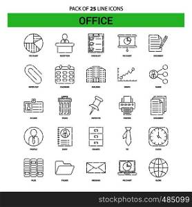 Office Line Icon Set - 25 Dashed Outline Style