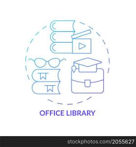 Office literature collection concept icon. Staff book sharing place. Workplace reading zone abstract idea thin line illustration. Isolated outline drawing. Roboto-Medium, Myriad Pro-Bold fonts used. Office literature collection concept icon