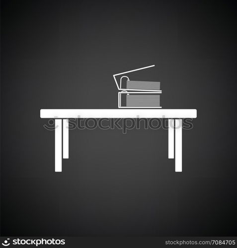Office low table icon. Black background with white. Vector illustration.