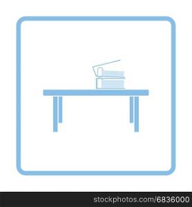 Office low table icon. Blue frame design. Vector illustration.