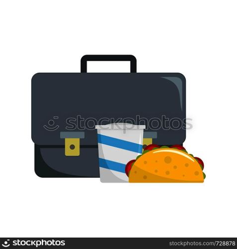 Office lunch icon. Flat illustration of office lunch vector icon for web. Office lunch icon, flat style