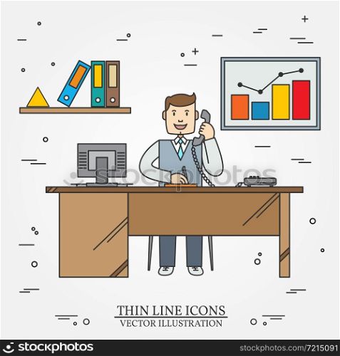 Office man , Business man. Thin line icon for web and mobile. Vector.