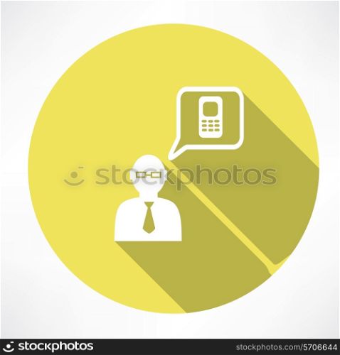Office man with phone. Flat modern style vector illustration