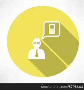 Office man with phone. Flat modern style vector illustration