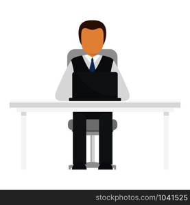 Office man working icon. Flat illustration of office man working vector icon for web design. Office man working icon, flat style
