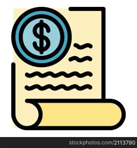 Office money report icon. Outline office money report vector icon color flat isolated. Office money report icon color outline vector
