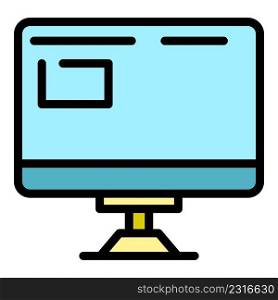 Office monitor icon. Outline office monitor vector icon color flat isolated. Office monitor icon color outline vector