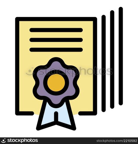 Office notary emblem icon. Outline office notary emblem vector icon color flat isolated. Office notary emblem icon color outline vector