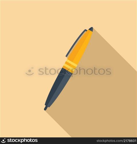 Office pen icon flat vector. Paper text. Notepad pencil. Office pen icon flat vector. Paper text