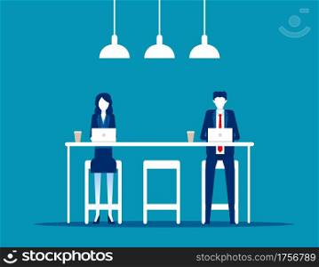 Office people in coffee shop. Working together concept