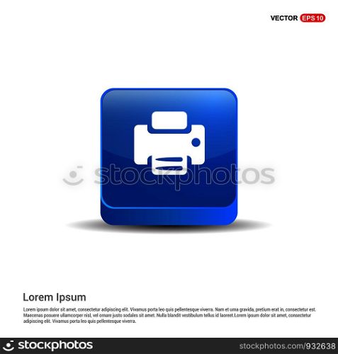 Office printer icon - 3d Blue Button.