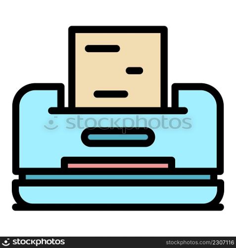 Office printer icon. Outline office printer vector icon color flat isolated. Office printer icon color outline vector
