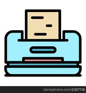 Office printer icon. Outline office printer vector icon color flat isolated. Office printer icon color outline vector