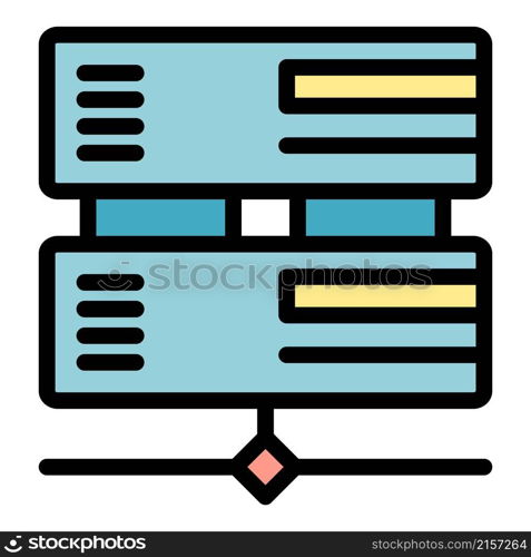 Office server icon. Outline office server vector icon color flat isolated. Office server icon color outline vector