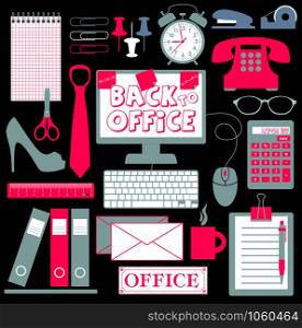 Office set abstract background. Vector design illustration. Office set abstract background