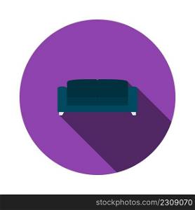Office Sofa Icon. Flat Circle Stencil Design With Long Shadow. Vector Illustration.