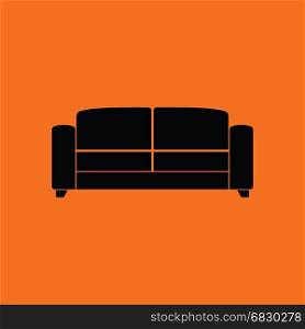 Office sofa icon. Orange background with black. Vector illustration.