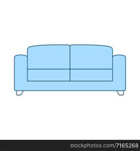Office Sofa Icon. Thin Line With Blue Fill Design. Vector Illustration.